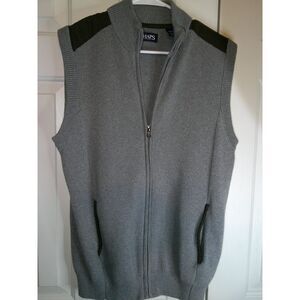 Chaps Sweater‎ Vest Full Zip Sleeveless Knit Gray S/P
